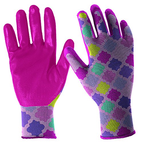 Digz Girls' Youth Stretch Garden Gloves with Nitrile Coating