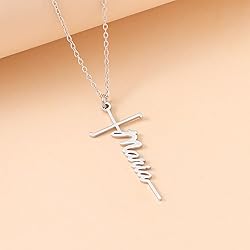 Lcherry Maria Name Cross Necklace Personalized