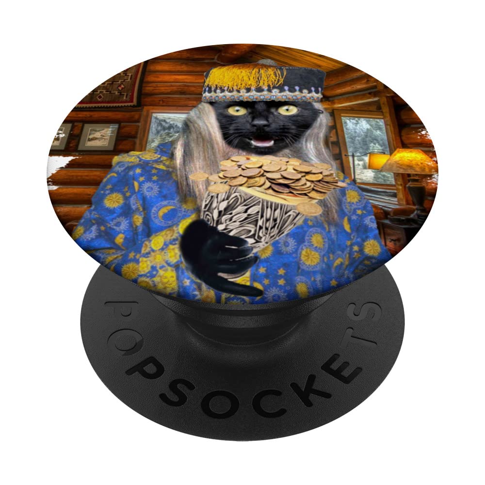 Dabloons Dabloon Black Cat Cottagecore Funny PopSockets Swappable PopGrip