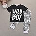 Newborn Baby Boys Clothes Wild Boy Letter Print T-Shirt Tops and Pants Outfits Set Autumn Winter(short sleeve,6-12 months)