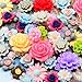 Fityle 50 Pieces Assorted Colors Size Resin Rose Flower Flatback Cabochons Embellishments
