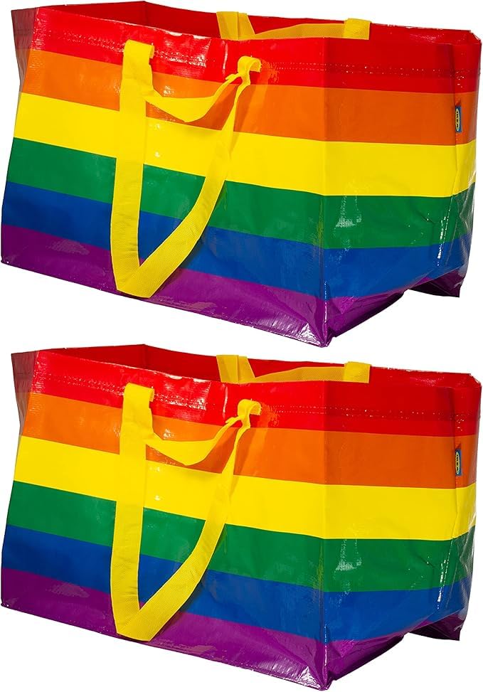 Ikea KVANTING (FRAKTA) Large 71L Pride Rainbow Reusable Carrier Bags - Set of 2