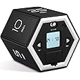 YATOISUR Hexagon Flip Timer with Mute & Alarm - Easy to Use - Pomodoro & Classroom Timer - Magnetic Cube - Black