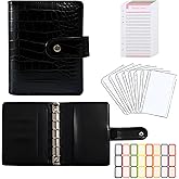 A7 Crocodile Budget Binder with Zipper Envelopes - Cash Stuffing Envelope System, Mini Money Organizer for Saving, Planner Binders with Pockets, Sheets and Stickers, Black
