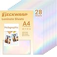 TECKWRAP Holographic Sticker Paper, Holographic Vinyl Laminate Film, Transparent Overlay Lamination 8.26" x 11.69" A4 Size Adhesive Vinyl for DIY Crafts, Scrap-Booking, 28 Sheets/Pack