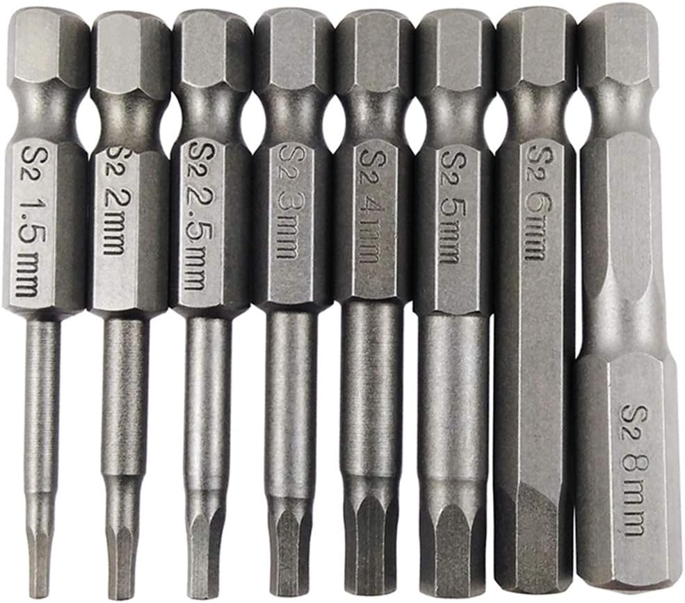 Wolfride 8pcs Allen Head Bits Set Hex Screwdriver Bit Set 50mm with 1/4