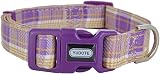 YUDOTE Soft Dog Collar British Plaid Medium 34-50cm Purple view 2