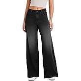 Keolorn Wide Leg Jeans for Women with a Traditional Button and Zipper Placket Design,Straight Cut,High Elasticity Denim Pants