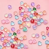 Juimtien Colorful Glass Heart Beads Crystal Hearts Spacer Beads Small Heart Shape Charms Clear Bling Loose Beads Bulk for Jewelry Bracelet Making DIY Crafts Gifts