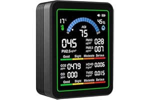 Air Monitors Indoor PM2.5 / PM 1.0 /PM10 /HCHO/TVOC/Humidity/Temperature Monitors for Home Offices Air Monitor Indoor