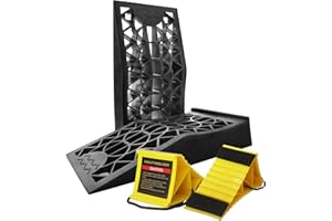 VACALLITY Car Ramps for Oil Changes,Low Profile Car Ramps,2.4'' Lift Height Portable Car Lift Ramp with Jack for Vehicle Maintenance for Garage and Trailer Tire Change, Bundle with Wheel Chocks for Safety
