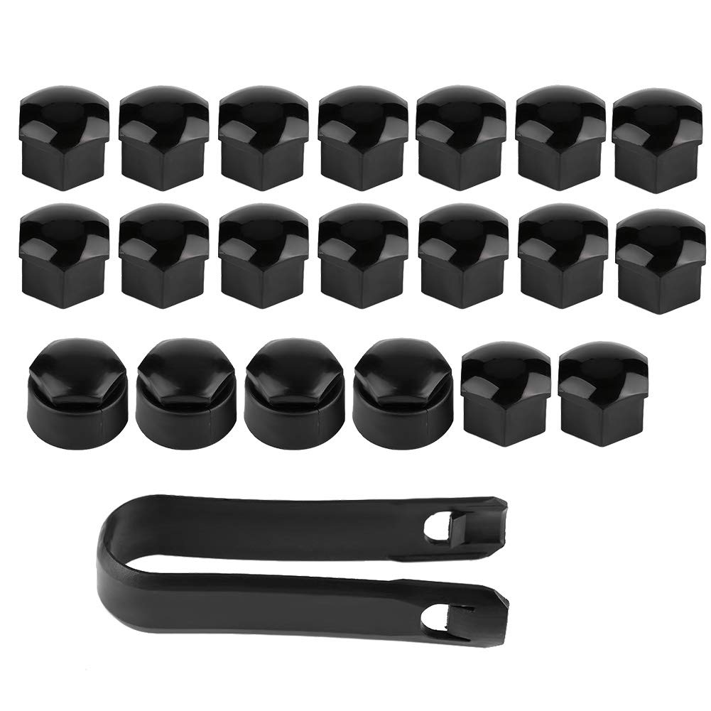 KIMISS 20pcs 17mm Nut Car Wheel Auto Hub Screw Anti-theft Cover Cap (Black)