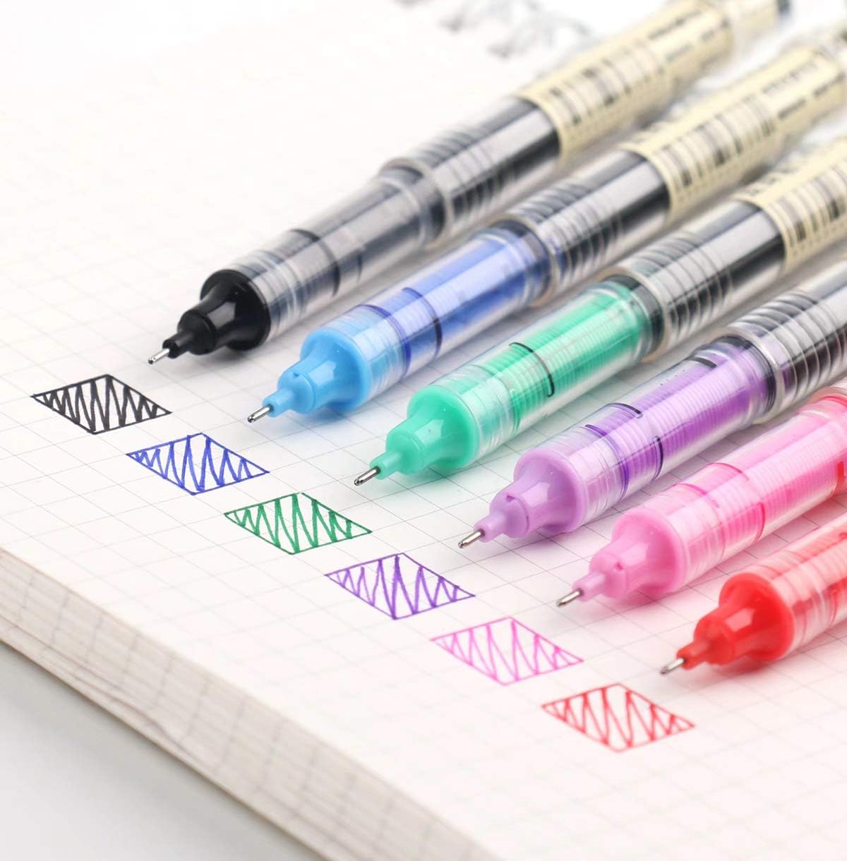 Liquid Ink Pens, 0.5mm Fine Point Pens, Rolling Ball Pens, Large Capacity of Quick-Drying Ink Pens, Writing Pens for School Office (12pack, 6 Colors) : Office Products