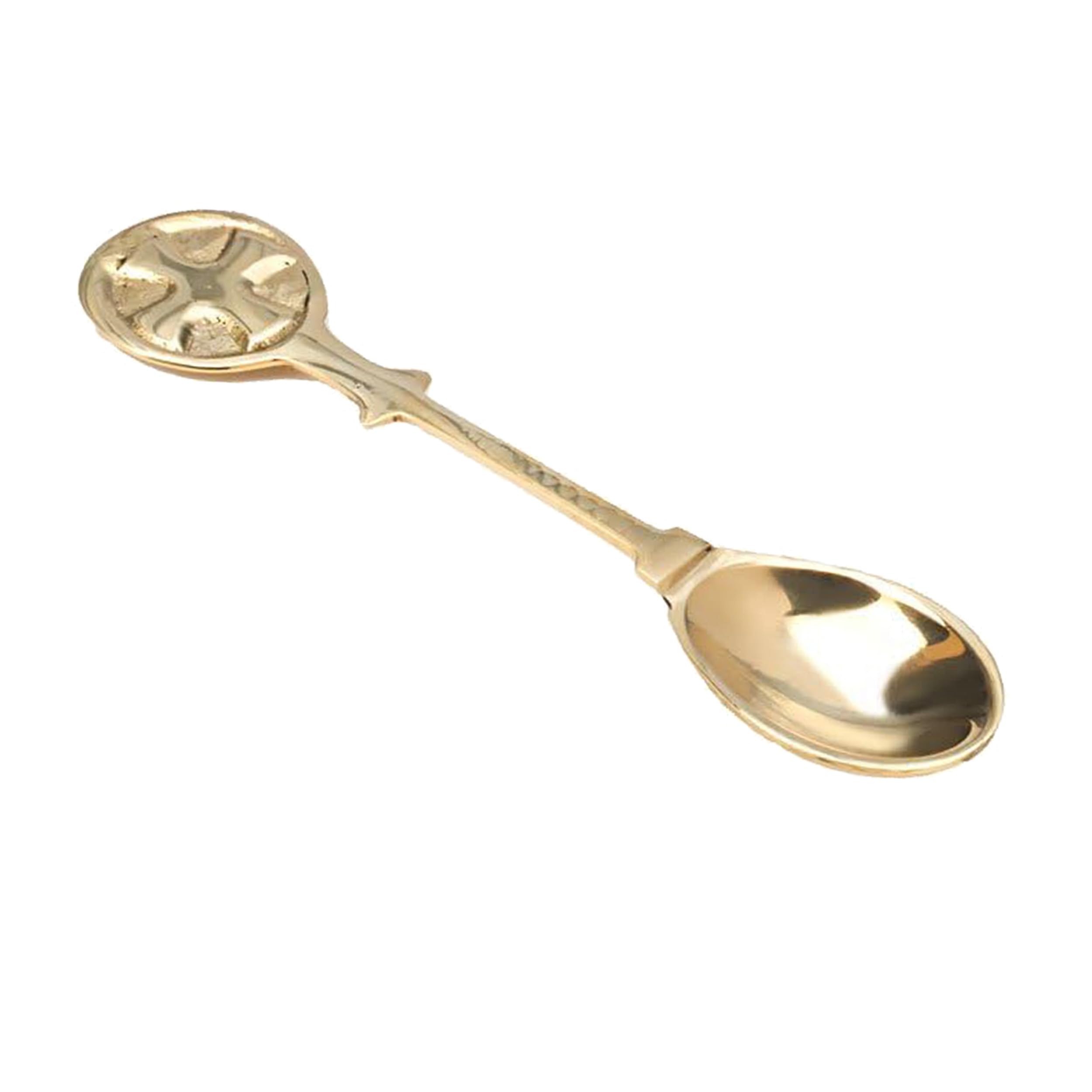 NKLaus 11cm Solid Brass Incense Spoon Gold with Engraving Incense Spoon 2220
