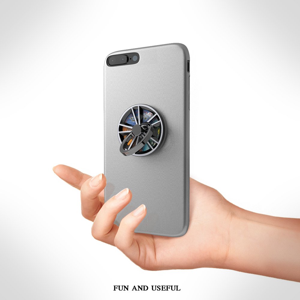 Finger Phone Ring Stands-Finger Spinner Knob Portion Function for Smart Cellphone Mount (Black & Siliver)