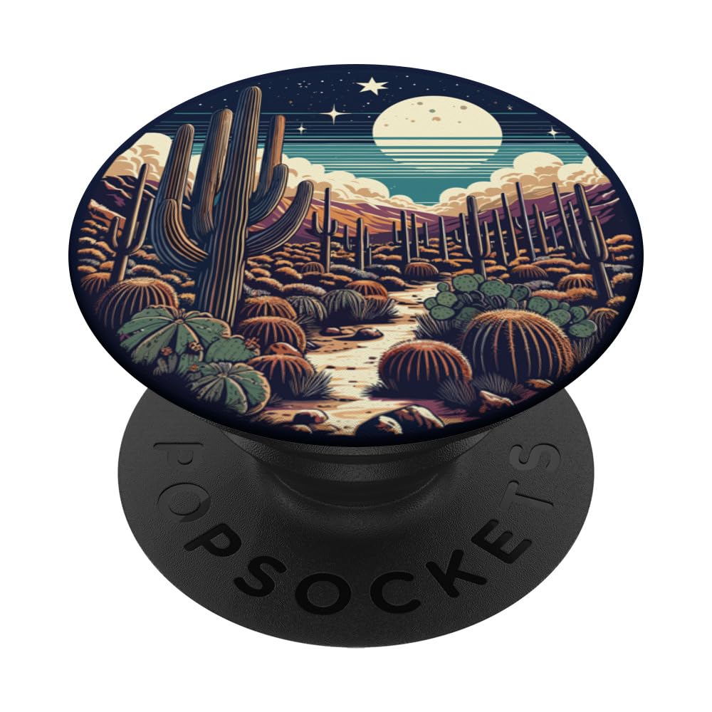 Sonoran Desert Night Saguaro Cactuses PopSockets Swappable PopGrip