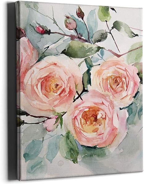 Amazon Com Pkone Floral Canvas Wall Art Colorful Blossom Paintings Framed For Living Room Bedroom Bathroom Kitchen Decor Artwork 12x16 Inches Posters Prints