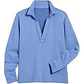 Zontroldy Sweatshirt for Womens Solid Color/Stripe Shirts Long Sleeve V Neck Polo Collared Fall Outfits Tops