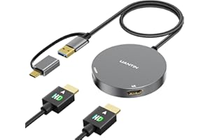 UANTIN USB 3.0 or USB C to Dual HDMI Splitter Extender Display for Windows and Mac M1/M2/M3 | 4K/1080P USB C to HDMI Adapter for Dual Monitor, Multiple for Thunderbolt MacBook, Dell, HP, Lenovo etc