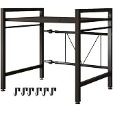 LUCKY KVW Microwave Oven Rack, Microwave stand,Adjustable Shelf with 6 Hooks Microwave Shelf, Microwave Rack, Extendable Kitchen Microwave Stand, Microwave Stand with Storage (shelf 001)