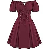 Scarlet Darkness Corset Dress for Women Renaissance Off Shoulder Midi Fairy Dress