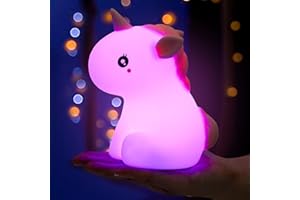 SANKEDOU Unicorn Night Lights for Girls Bedroom, Cute Silicone Kids Night Light, Rechargeable LED Night Lamp, Squishy Kawaii NightLights for Baby Nursery Children Toddlers Teen Girls (Pink-U)