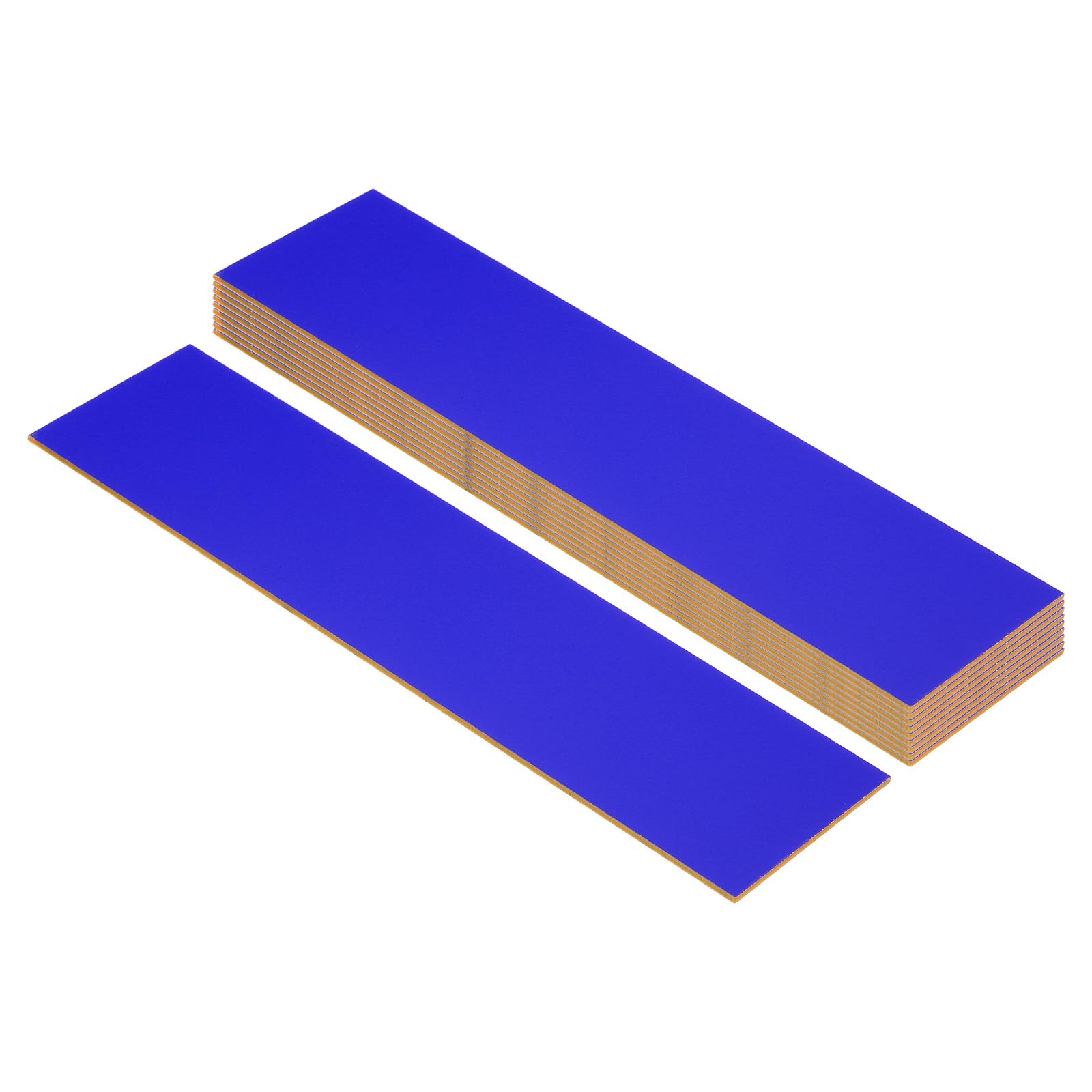 PATIKIL 8x2inch Blank Name Plates, 10Pcs Custom Engraved Name Plate Rectangle Laser Engraving Blanks for Personalized Office Desk DIY Painting Supplies, Blue, Gold