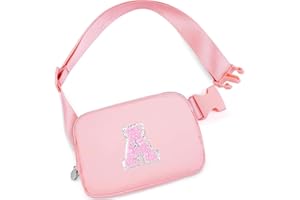 JLDLAI Waist Bag Fanny Pack for Girls Belt Bag Crossbody Initial Letter Merch Bag for Teen Girl Women Personalized Christmas Valentines Birthday Preppy Easter Gift Travel Essential Mini Bags for Kids Peach A