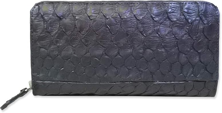 Amazon ノーブランド 長財布 メンズ 本革 蛇革 パイソン革 ホワイト ラウンドファスナー ブラック シューズ バッグ