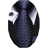 Dubulle Mens Paisley Striped Tie WOVEN Necktie for Men and Handkerchief Cufflinks Set Wedding Formal Business