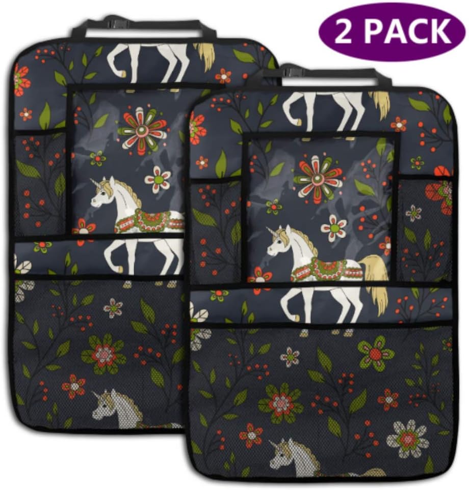Backseat Car Organizer Fabulous Unicorns 4 Storage Pockets Back Seat Organizer Car Seat Organizer Travel Accessories (2 Pack)