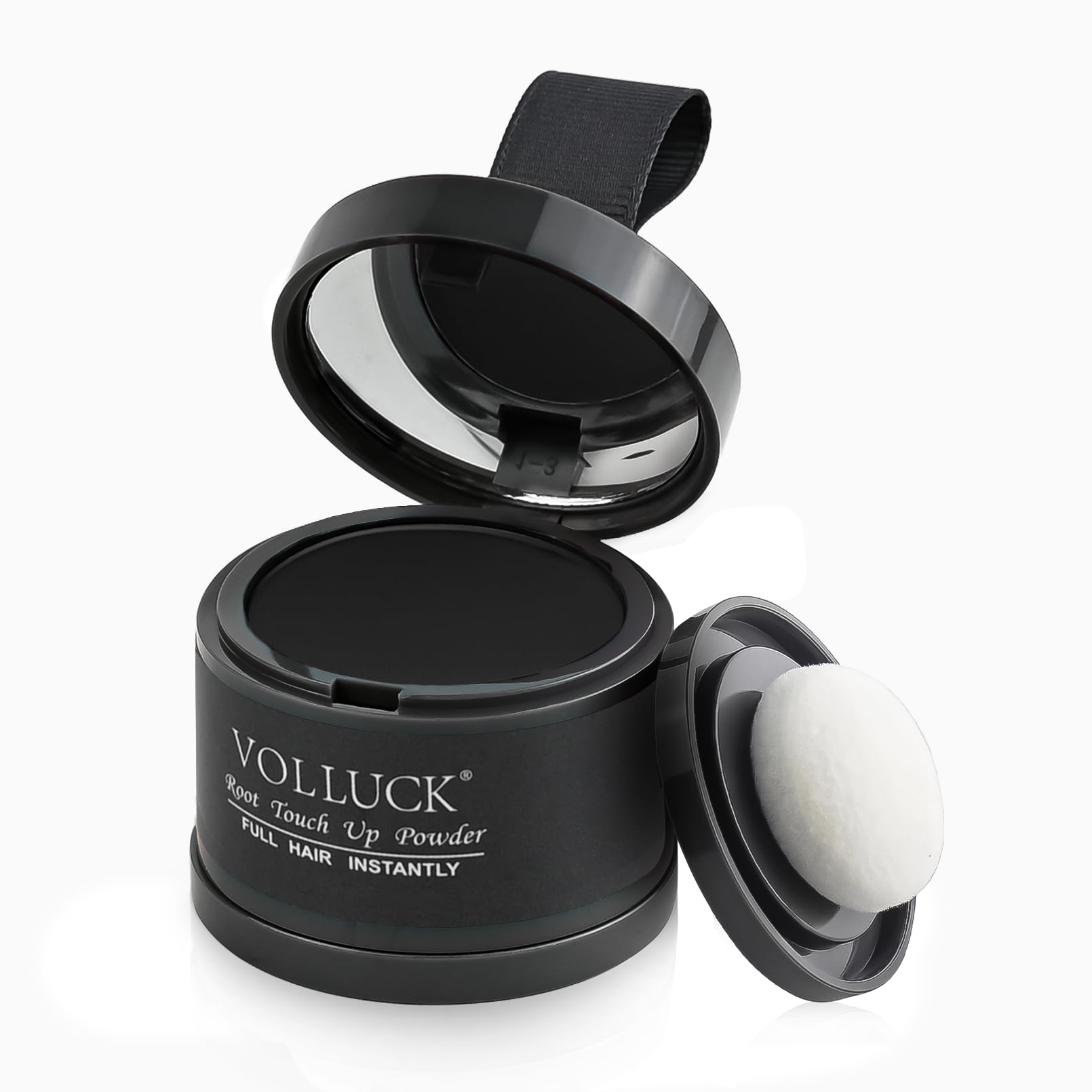 VOLLUCK Root Touch up Powder 4g – Covers Grey Roots & Conceals Thinning Hair, Hairline Powder for Men & Women – Natural Look, Easy to Use & Compact for Quick Touch Ups (Dark Black)