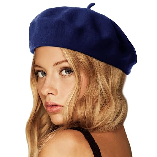 Wheebo Wool Beret Hat,Solid Color French Style Winter Warm Cap for