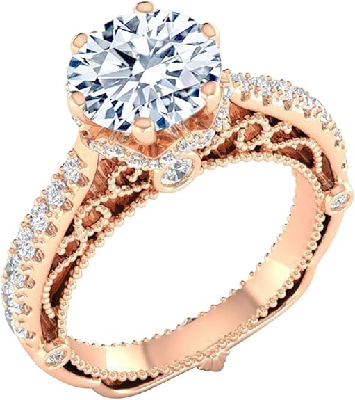 TOUSIATTAR Lab Grown Diamond Vintage Filigree Engagement Ring 14k or