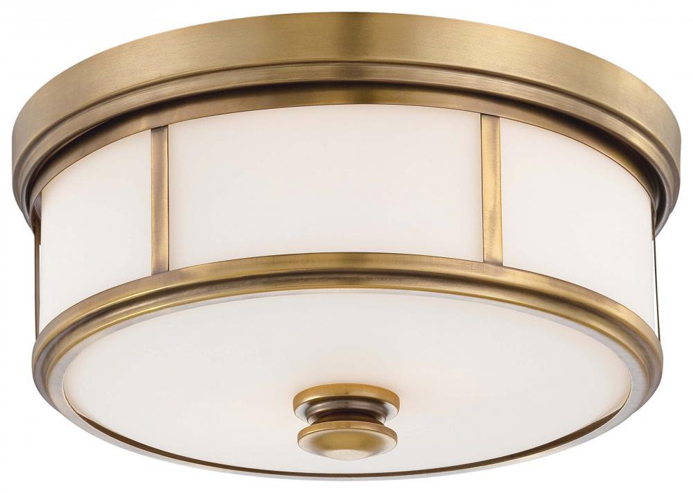 Minka Lavery Harbour Point 4365-249 2 Light 120 watt (6"H x 13"W) Glass Flush Mountin Brass