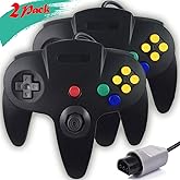 Tevodo N64 Controller, Upgraded Joystick Classic Wired Controller Compatible with N64 Console(Black and Black)