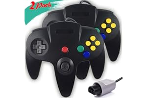 Tevodo N64 Controller, Upgraded Joystick Classic Wired Controller Compatible with N64 Console(Black and Black)