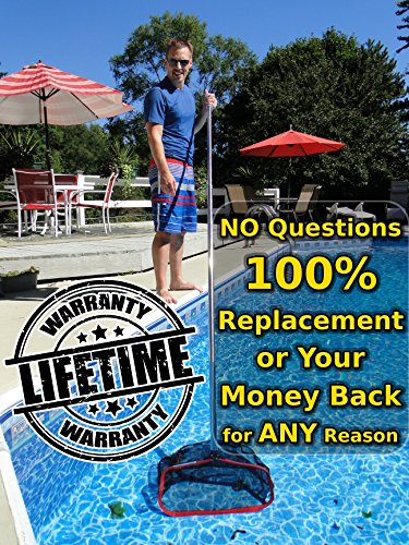 ProTuff Pool Leaf Rake - 17.5" - Unlimited Free Replacement Guarantee - Professional Grade Medium Fine Mesh Pool Skimmer - 3X Faster Than Other Swimming Pool Pond Cleaning Tools - 18 inch