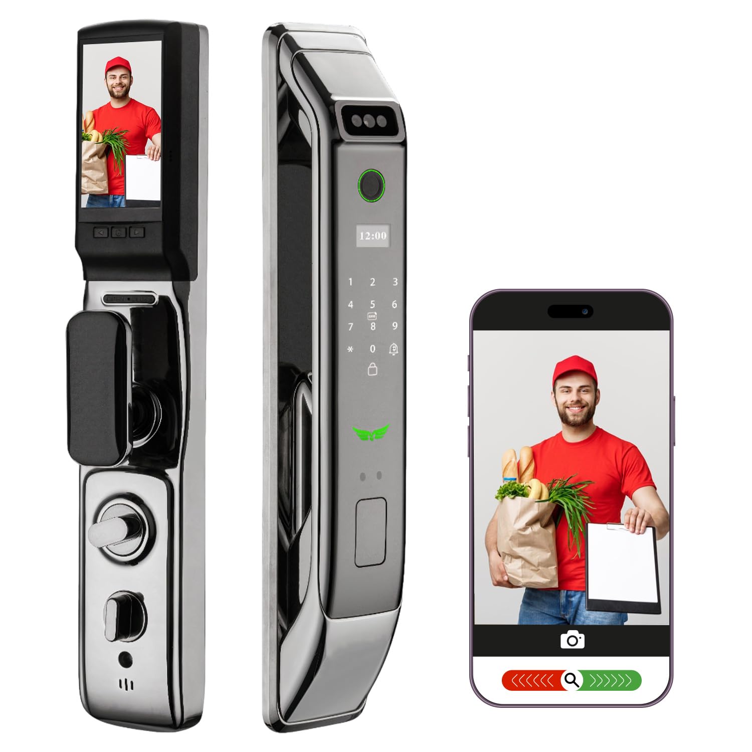 Photo 1 of 3D Face Recognition Door Lock, Smart WiFi Door Locks with Camera, Video Doorbell, Fingerprint, Passcodes, IC Card, Keyless Smart Mortise Lock for front door, Use Usmart Go APP