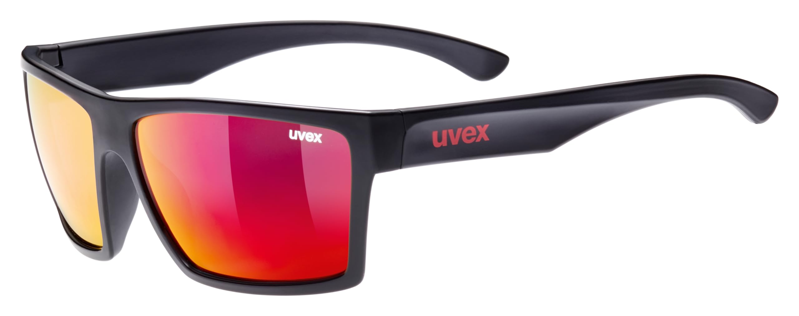uvex LGL 29 - Sunglasses for Men and Women - Mirrored Lenses - Filter Category 3 - Black Matt/Red - One Size