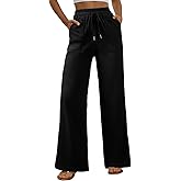 EVALESS Women Corduroy Pants Wide Leg Casual High Waisted Straight Leg Baggy Trousers
