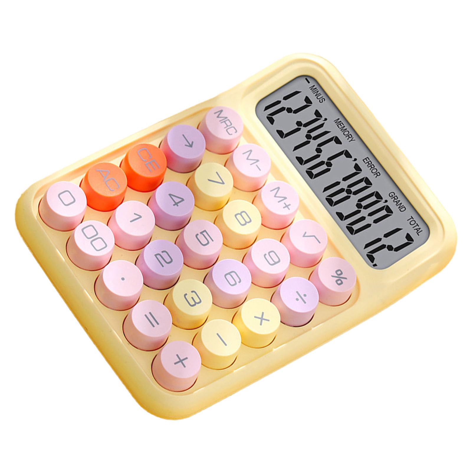 Colorful Electronic Calculator, Spill Resistant Classroom Calculator for Home (Yellow)