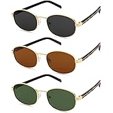 HERJOUR Trendy Retro Oval Sunglasses Womens Mens 90s Classic Vintage Sun Glasses AR81051