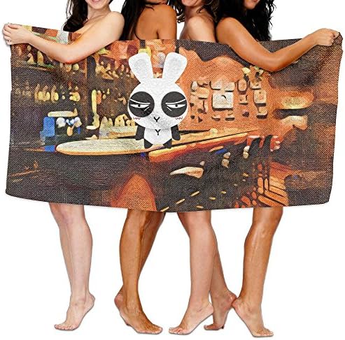 Women's Funny Superfine Fiber A Shy Rabbit Stamp Sponge Bath White One Size