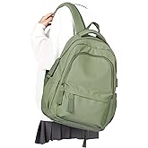 winspansy Small Backpack For School Girls Boys Aesthetic Lightweight Travel Daypack Simple Cute Backpack For Women Men College High School Bookbag Bag Fit 14 Inch Laptop With USB charging port, Green
