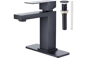 Faustina Black Bathroom Faucet,1 Hole Bathroom Faucet 3 Hole Vessel Sink Faucet with Pop Up Drain,Single Handle Vanity Faucet