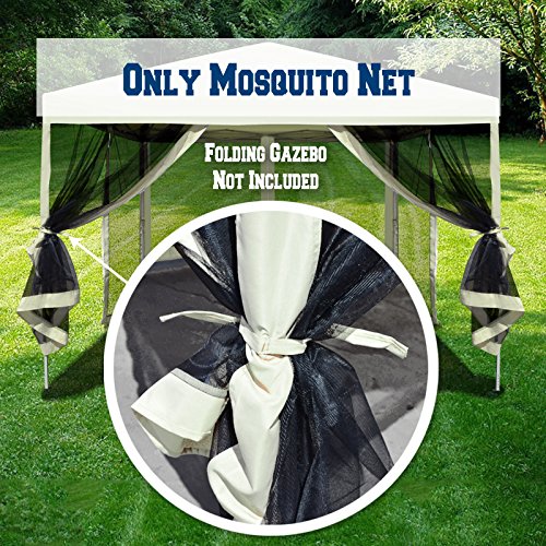 BenefitUSA Replacement Mosquito Netting for 10' x 10' Gazebo, Zippered Mesh Sidewalls Only, Pack of 4 (10' L X 6.4' W for 10' x 10' Gazebo, Ecru)