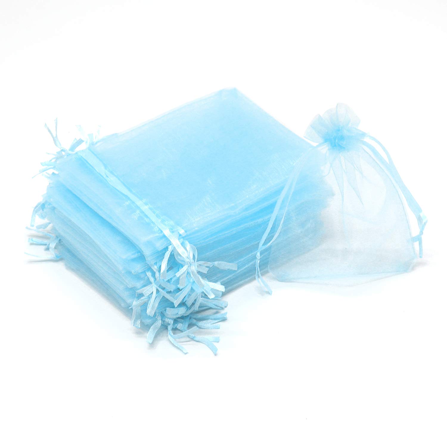 Dealglad 50pcs Drawstring Organza Jewelry Candy Pouch Christmas Wedding Party Favor Gift Bags (4x5 Inch, Sky Blue)