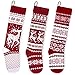 26-Inch Large Nordic Style Knitted Christmas Stockings in Burgundy/White for Stuffers & Mantel, Wall, & Staircase Decoration