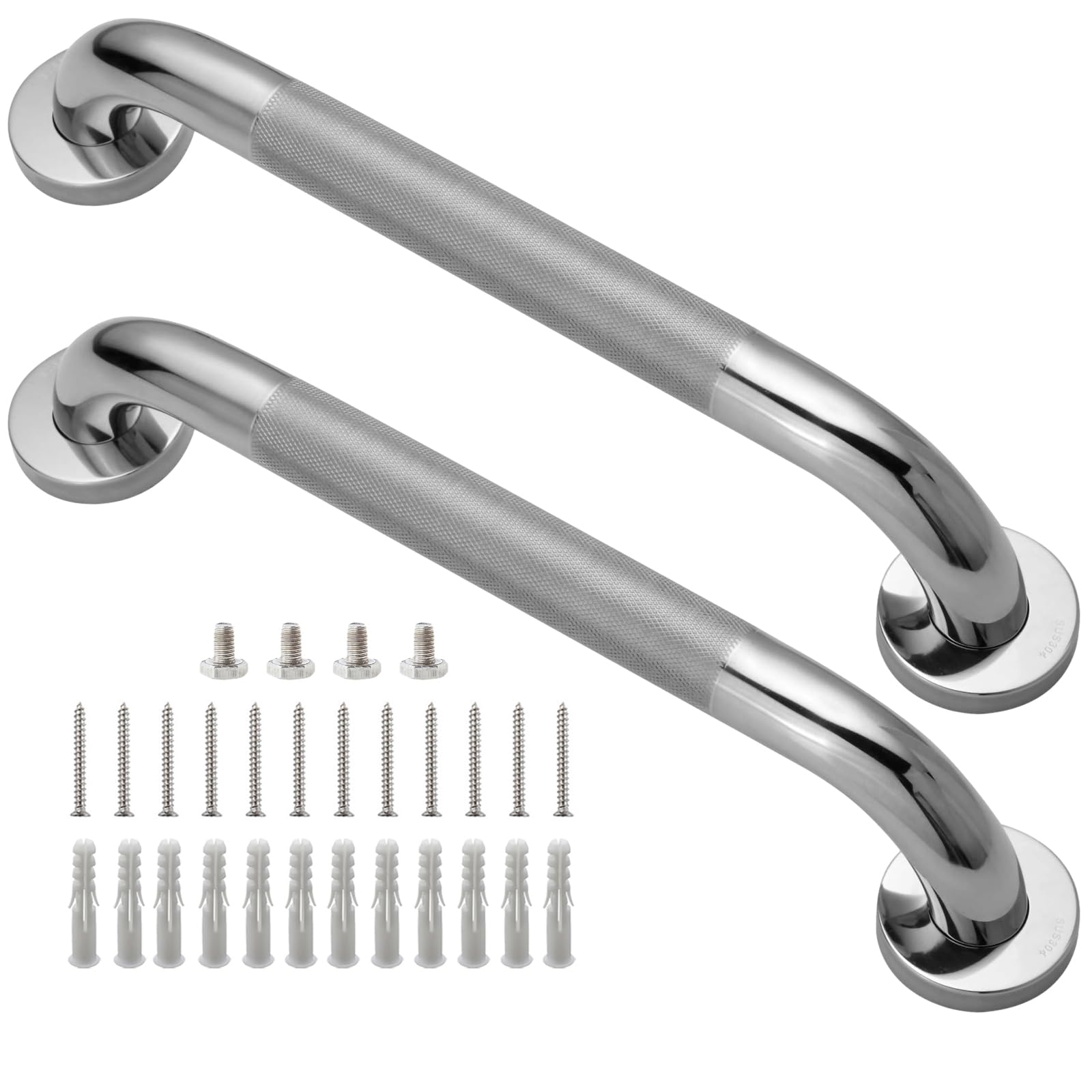 Photo 1 of Rackickyer Shower Grab Bar, 2 Pack 16 Inch Bathroom Grab Bar, 1.25" Diameter 304 Stainless Steel Anti-Slip Grab Bars for Bathtubs and Showers, Handicap Shower Grab Bar for Seniors Elderly